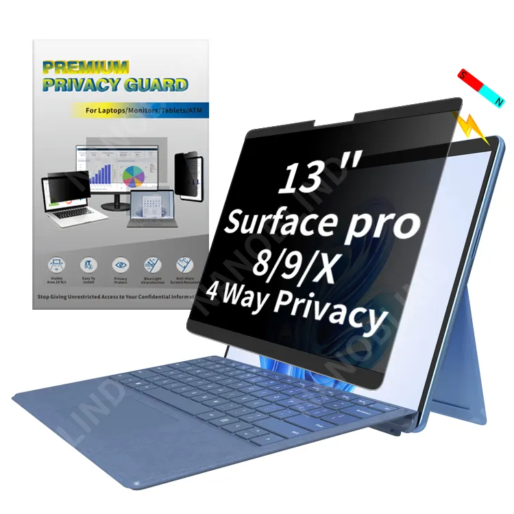 Surface Pro 8/9/X13インチ磁気ラップトッププライバシーフィルターPCLCD反射防止保護フィルム用360度のぞき見防止フィルム