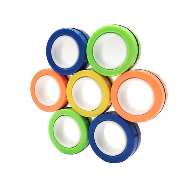 Hot Selling Magnetic Metal Finger Rings 3PCS Colorful Rotating Fidget Spinner Toys Portable Stress Relief Unisex 14+ Office