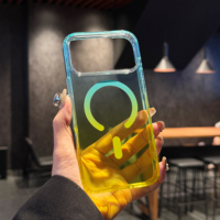 Funda Transparente Degradada para iPhone 17 18 Pro Max, Funda Protectora Magnética a Prueba de Golpes con Carga Inalámbrica, Cubierta de TPU y PC Colorida
