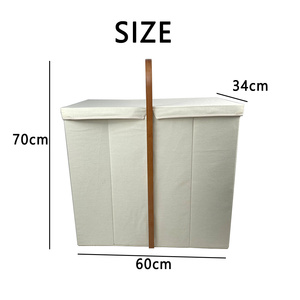 Grand <span class=keywords><strong>panier</strong></span> à <span class=keywords><strong>linge</strong></span> pliable avec couvercle et <span class=keywords><strong>deux</strong></span> <span class=keywords><strong>compartiments</strong></span>, vente en gros - Product Image 4