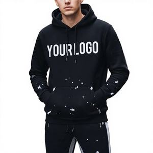 Sudaderas con Capucha Cortas y Holgadas para Hombre, de Alta Calidad, Tejido Fleece Grueso de Lujo, 400-500 g/m², Color Liso, Estilo Drop Shoulder, para Invierno - Product Image 1