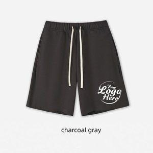 กางเกงขาสั้นผ้าฝ้ายหนา380กรัมระบายอากาศได้ดีแห้งเร็วปรับได้แบบหูรูดตรงปรับสีได้ - Product Image 2