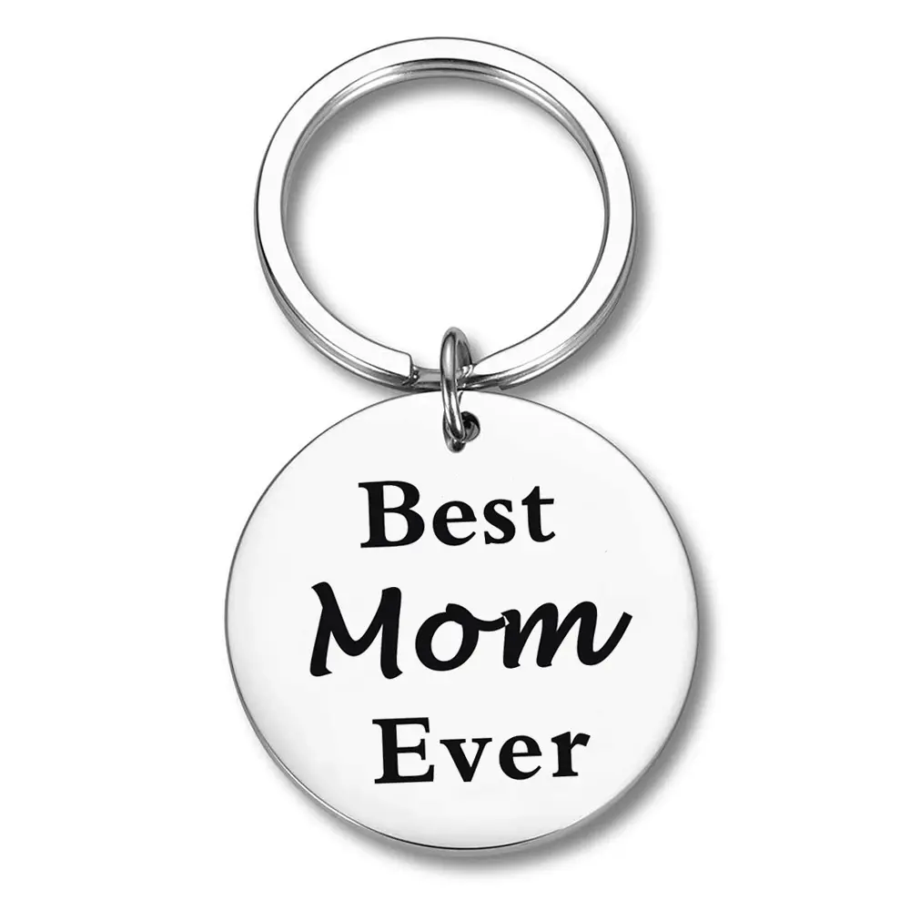 Go Party Mother Day Gift Stainless Steel Key Buckle Keychain 30MM Best MOM DAD Papa Grandpa Ever Engraved Key Chain Key Rings