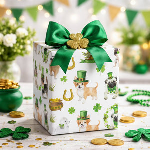 Original design of puppy lucky grass St. Patrick's Day copperplate wrapping <b>paper</b> - Product Image 5