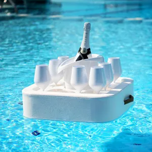 ที่วางแก้วแบบลอยทำจากหนังเทียม,ที่วางแก้วที่วางแบบถาดหนังสีขาวสำหรับใช้ในโรงแรมสระว่ายน้ำกลางแจ้งชายหาดสำหรับงานเลี้ยง