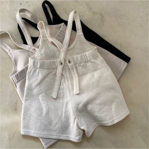 Shorts à bretelles en coton pour enfants, vêtements décontractés pour bébés, couleur unie, mode, pantalon pour bébé garçon - Product Image 3