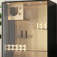 Villa moderne en bois pour chat, maisonnette d'intérieur avec cadre noir pour chats et petits animaux