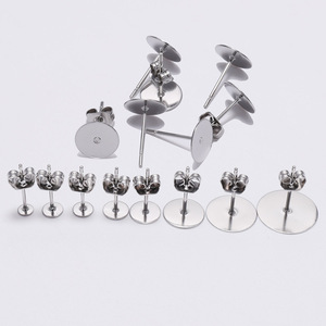 Stainless Steel Earring <b>Posts</b> Butterfly Backs For Earring Making <b>Round</b> Shape Steel Color Jewelry Findings Components - Product Image 2