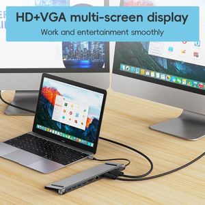 Hub Multi-interfaz USB3.0 <span class=keywords><strong>de</strong></span> Aleación <span class=keywords><strong>de</strong></span> Aluminio, Extensor <span class=keywords><strong>de</strong></span> Puerto <span class=keywords><strong>de</strong></span> Red, <span class=keywords><strong>Estación</strong></span> <span class=keywords><strong>de</strong></span> Acoplamiento <span class=keywords><strong>de</strong></span> <span class=keywords><strong>Audio</strong></span>, PD100W para Computadora Portátil y <span class=keywords><strong>de</strong></span> Escritorio - Product Image 5
