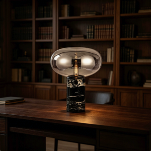 Lampe de table en marbre de style italien avec interrupteur tactile et batterie pour chambre à coucher, bureau, hôtel et bar, éclairage d'ambiance - Product Image 4