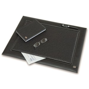 Modern <b>Large</b> Leather Desk Set with Mesh Office Organizer All Metal Including <b>Framed</b> Desk Pad Covered Mouse Pad - Product Image 2