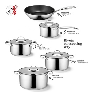 Bộ nồi chảo inox 3 lớp cao cấp Realwin, 9 món, dùng được với bếp từ, kèm nắp kính - Product Image 2