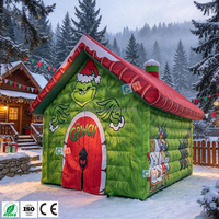 Cabane gonflable géante commerciale en forme de grotte du Père Noël, tente de Noël gonflable pour l'extérieur, décoration de fête de Noël