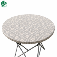 Nappe ronde ajustée en dentelle florale, imperméable, avec rebord élastique, en PEVA et flanelle, pour cuisine extérieure, facile à nettoyer, réutilisable