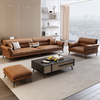Canapé de réception de bureau style chinois moderne pour appartement, espace VIP professionnel, canapé de bureau en cuir avec table basse intégrée