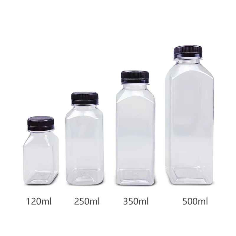 卸売カスタムユニークなフレッシュジュース包装ボトル使い捨てペット空プラスチックジュースボトルラベル