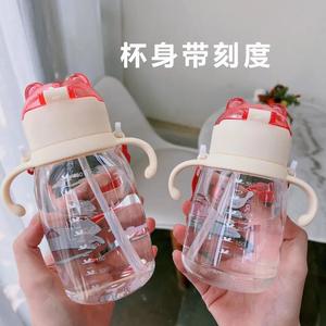 Botella de agua colorida para niños con pajita, asa antideslizante de plástico, diseño de dibujos animados para niños pequeños y preescolares - Product Image 3