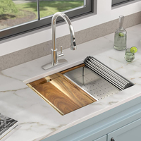 Évier de cuisine multifonctionnel en acier inoxydable 201/304 avec accessoires
