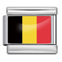 LAMOON Nouvelle Collection Breloque Italie Drapeau National Couleur Argent Compatible Bracelets DIY en Acier Inoxydable 9mm pour Fabrication de Bijoux Cadeau