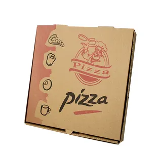 Amostra grátis Quadrado Kraft Ondulado Quadrado Pizza Embalagem Caixa De Papelão Logotipo Personalizado