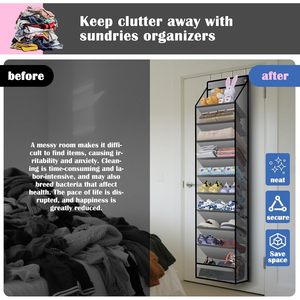 Over The Door <b>Shoe</b> Organizer 10 Pockets Gray Hanging Rack For <b>Shoes</b> Behind Door Wall Mount <b>Hook</b> Type Storage - Product Image 5