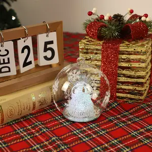 Bola kaca bentuk bulat gantung bening untuk dekorasi pohon Natal hiasan Natal-buatan Tiongkok