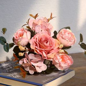Ramo de rosas artificiales de alta calidad, para decoración interior, tallos de <span class=keywords><strong>flores</strong></span> de imitación - Product Image 6