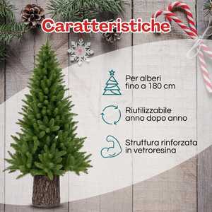 Base de tronc d'arbre de Noël en fibre de verre, diamètre 32 cm, hauteur 34 cm, pour arbres jusqu'à 180 cm - Product Image 4