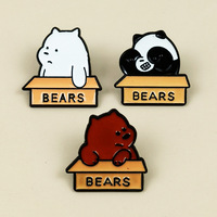 Broche Mignonne Trois Ours Animés, Badge Métallique Créatif pour Sac à Dos, Accessoires Décoratifs pour Enfants en Stock