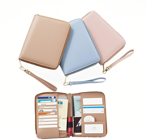 Vente chaude en cuir véritable fermeture éclair mère et <span class=keywords><strong>fils</strong></span> main compte <span class=keywords><strong>livre</strong></span> Portable bracelet en cuir poignet Multi fente facture sac <span class=keywords><strong>de</strong></span> rangement - Product Image 3