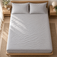 Parure de lit PMZW personnalisée OEM en coton délavé 200TC avec fermeture boutonnée, couleur unie, taille King Queen, housse de couette, vente en gros