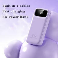 Nouvelle banque de puissance de grande capacité 20000mah charge rapide affichage LED sortie USB-C PD 22.5W Powerbanks intégré 4 câbles avec cordon