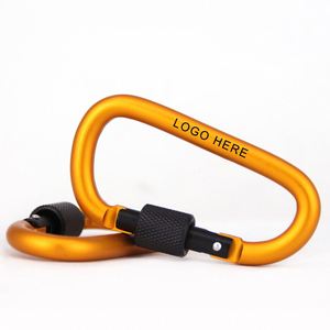 Mosquetón de Aluminio Ligero con Logotipo Personalizado, Portátil, en Forma de D, con Cierre de Rosca, para Actividades Promocionales - Product Image 1