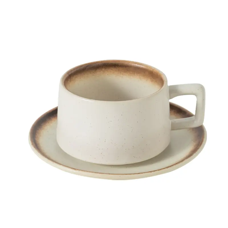 Tazze da caffè in ceramica e piattino Set tazza per Cappuccino con manici perfetti per bevande speciali al caffè, Latte, caffè moka e tè