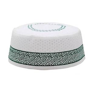 Gorro de Oración Musulmán para Hombre, Tejido, Tipo Kufi/Tofi/Taqiyah, Color Blanco, Venta al Por Mayor 2023 - Product Image 1