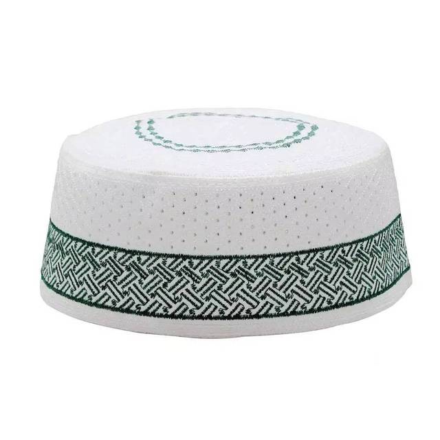 2023 Wholesale Cheap White Men's Muslim Headwear Knitted Kufi Tofi Crochet Taqiyah Prayer Cap