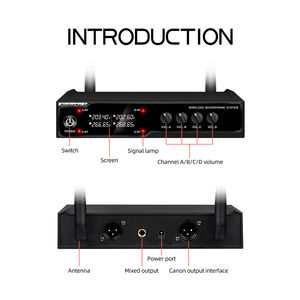 ไมโครโฟนไร้สาย<span class=keywords><strong>คาราโอเกะ</strong></span>4ช่องสัญญาณแบบมืออาชีพไมโครโฟนไร้สายคาร์ดิออยด์แบบไดนามิกคาร์ดิออยด์แบบพกพาโลหะพลาสติกระยะ<span class=keywords><strong>80</strong></span>เมตรตัดเสียงรบกวน - Product Image 5