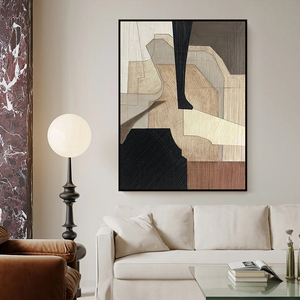 Quadro Moderno Astratto <span class=keywords><strong>Geometrico</strong></span> Originale di Art Factory, Dipinto a Olio su Tela con Cornice in Legno, Design Contemporaneo da Appendere per Hotel - Product Image 3