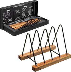 Grand support de rangement pour disques vinyles en bois d'acacia - <span class=keywords><strong>Porte</strong></span>-LP avec base anti-rayures - Présentoir pour collection d'albums - Product Image 1