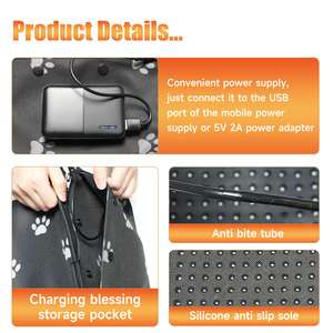 Coussin chauffant électrique pour animaux de compagnie 3 températures imperméable à l'eau automatique tapis de protection contre la surchauffe intérieur extérieur orthopédique chaud chat/chien - Product Image 4