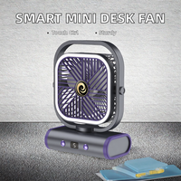 Ventilateur de bureau mini portable intelligent moderne rechargeable par USB, contrôle tactile, durable, silencieux, batterie 1200 mAh, pour le refroidissement personnel au bureau