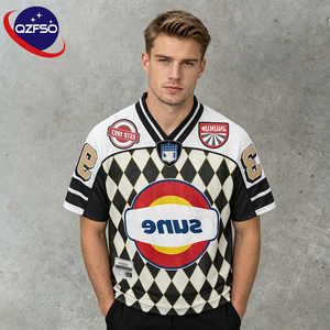QZFSO Custom Hip Hop Vintage Sublimation Soccer T Shirt American Football Uniform <b>Top</b> <b>Rhinestone</b> <b>Mesh</b> Fabric Rugby Sport Jersey - Product Image 1