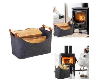 Borsa pieghevole in feltro traspirante con manici in feltro portabagagli portaoggetti cesto rigido in feltro di legno di fuoco cestello - Product Image 4