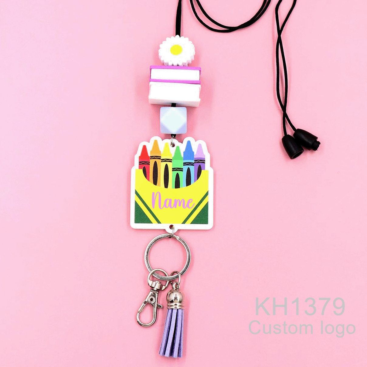 Personalized Silicon Lanyard For Keys ID Badge-Book Mouse Crayon Design With Name Custom Cute Teacher Gifts Acrylic Image 2