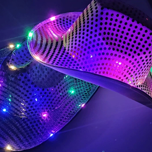 Sombrero <span class=keywords><strong>de</strong></span> Vaquero LED <span class=keywords><strong>de</strong></span> Colores al por Mayor, 3 Modos <span class=keywords><strong>de</strong></span> Iluminación, Material Ecológico, para Halloween, Navidad, Cosplay, <span class=keywords><strong>Carnaval</strong></span>, Duradero - Product Image 1