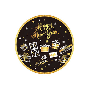 Nuovo Arrivo <span class=keywords><strong>2026</strong></span> Set di Stoviglie Monouso a Tema Felice Anno Nuovo Nero e Oro, Piatti di Carta, Tovaglioli, Tovaglia per Feste - Product Image 2
