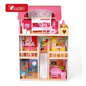 Ensembles de <span class=keywords><strong>jeu</strong></span> pour maison de poupée d'angle <span class=keywords><strong>en</strong></span> <span class=keywords><strong>bois</strong></span> à toit vert pour enfants avec balcons et <span class=keywords><strong>garage</strong></span> W06A595 - Product Image 5