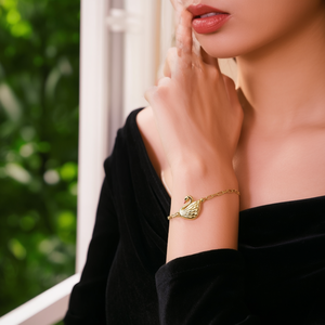Fashion Charm <b>Bracelet</b> 316L Stainless Steel PVD Gold Plating Swan Pendant With Pink <b>Crystals</b> For Women - Product Image 3