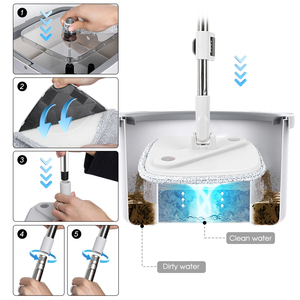 Masthome Stainless Steel Floating <b>Mop</b> Cleaner Magic <b>Mop</b> Spin <b>Dry</b> Cleaning Floor <b>Mop</b> with Dirty Clean Water Separation Bucket - Product Image 3