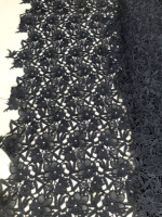 Tissu de Dentelle Guipure Fleurie Noire Broderie de Luxe de Haute Qualité pour Robe de Mariée